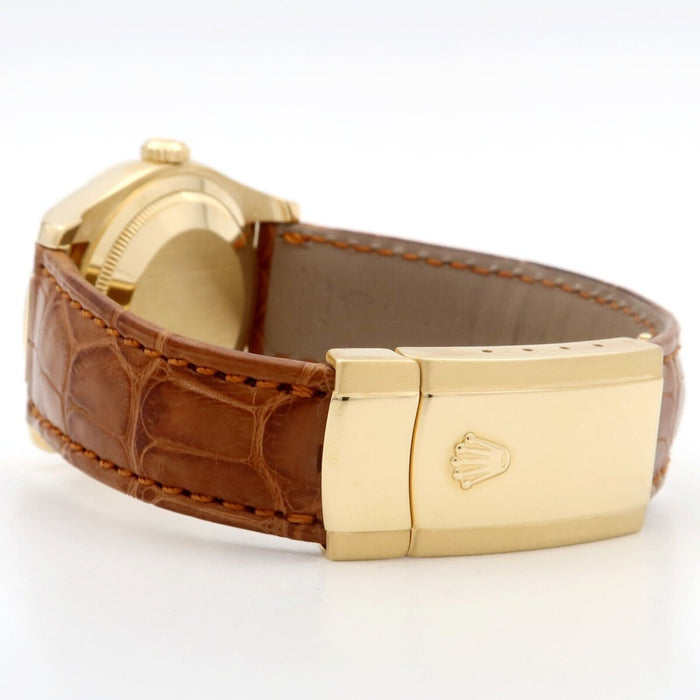 Rolex Datejust 36 White Dial Solid 18K Yellow Gold & Leather w/Box 36MM 116138