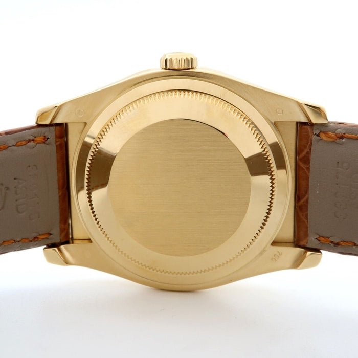 Rolex Datejust 36 White Dial Solid 18K Yellow Gold & Leather w/Box 36MM 116138