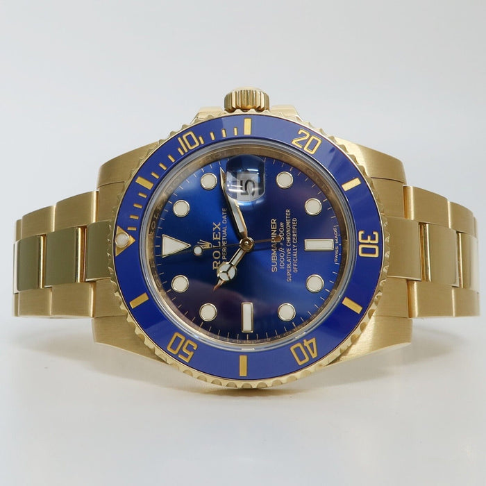 Rolex Submariner Date Blue Dial 18k Yellow Gold Automatic 40MM Bx/Prs 116618LB