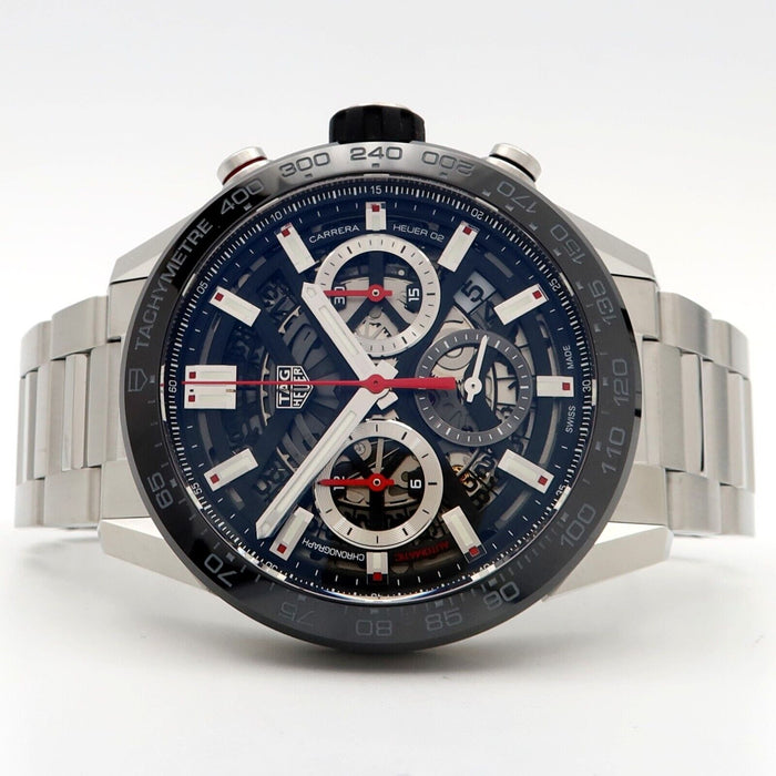 TAG Heuer Carrera Calibre Heuer 02 Black Sekelton Dial Chronograph CBG2010