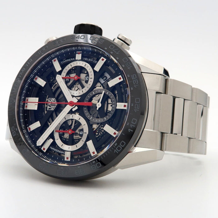 TAG Heuer Carrera Calibre Heuer 02 Black Sekelton Dial Chronograph CBG2010