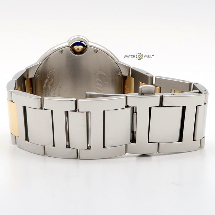Cartier Ballon Bleu 18k Yellow Gold & Steel 42MM Automatic Silver Dial W69009Z3