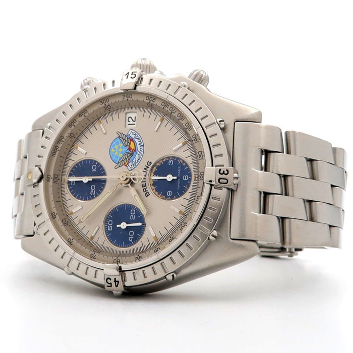 Breitling Chronomat Blue Impulse Limited Edition Chrono 39MM Silver Dial A13048