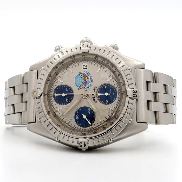 Breitling Chronomat Blue Impulse Limited Edition Chrono 39MM Silver Dial A13048