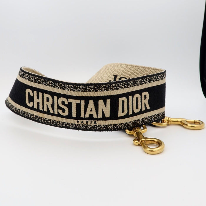 Christian Dior Paris Embroidered Shoulder Strap Black/Tan Retail $1,200 USD