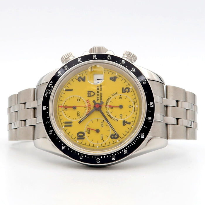 Tudor Prince Date Tiger Woods Yellow Dial Stainless Steel Chronograph 79260P
