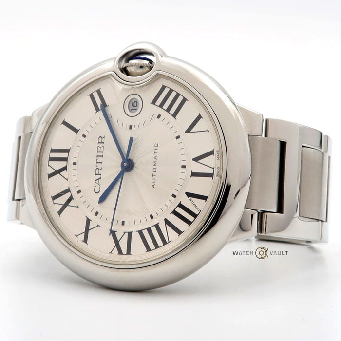 Cartier Ballon Bleu Silver Dial Date 42MM Automatic Stainless Steel W69012Z4