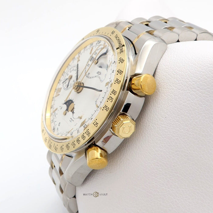 Omega Speedmaster Moonphase White Dial 18k Yellow Gold & Steel 39MM 175.0034