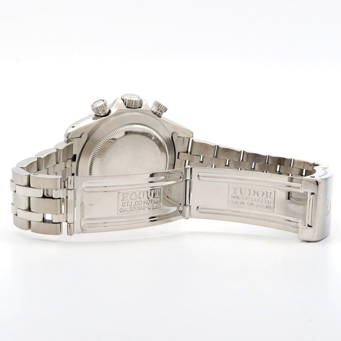 Tudor watch with open stainless steel clasp and engraved details in Houston & Bellaire, TX