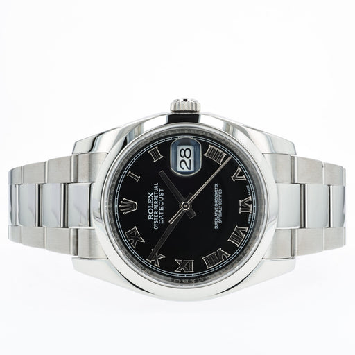 Rolex Datejust 36 Black Roman Dial Oyster Bracelet Stainless Steel 116200