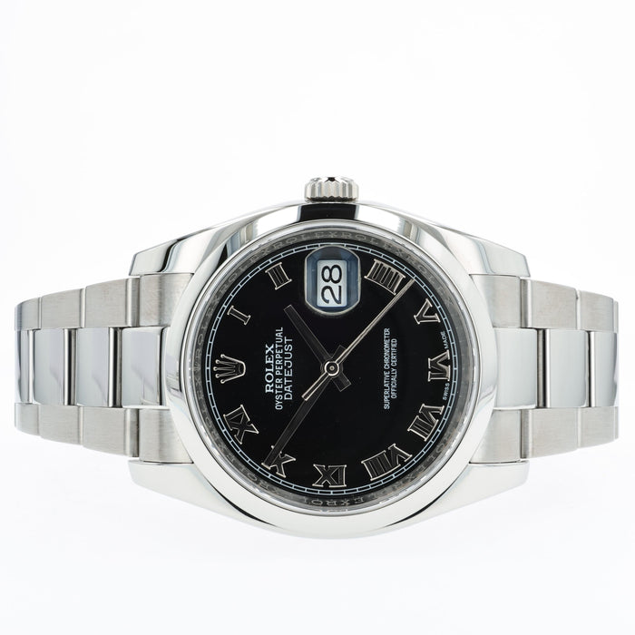 Rolex Datejust 36 Black Roman Dial Oyster Bracelet Stainless Steel 116200