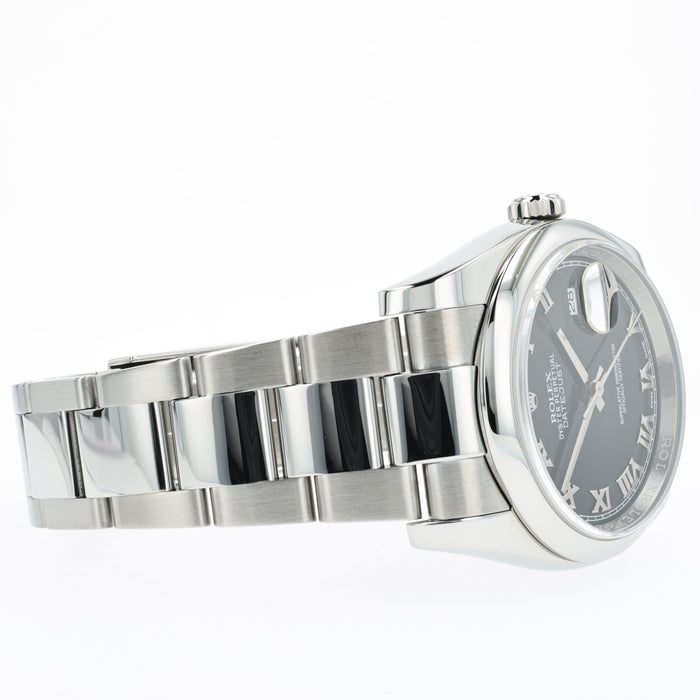 Rolex Datejust 36 Black Roman Dial Oyster Bracelet Stainless Steel 116200