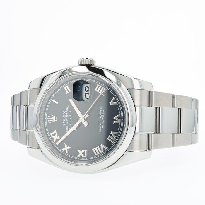 Rolex Datejust 36 Black Roman Dial Oyster Bracelet Stainless Steel 116200
