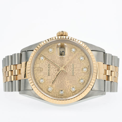 Rolex Datejust 36 18k Yellow Gold & Steel Factory Champagne Diamond Dial 16233