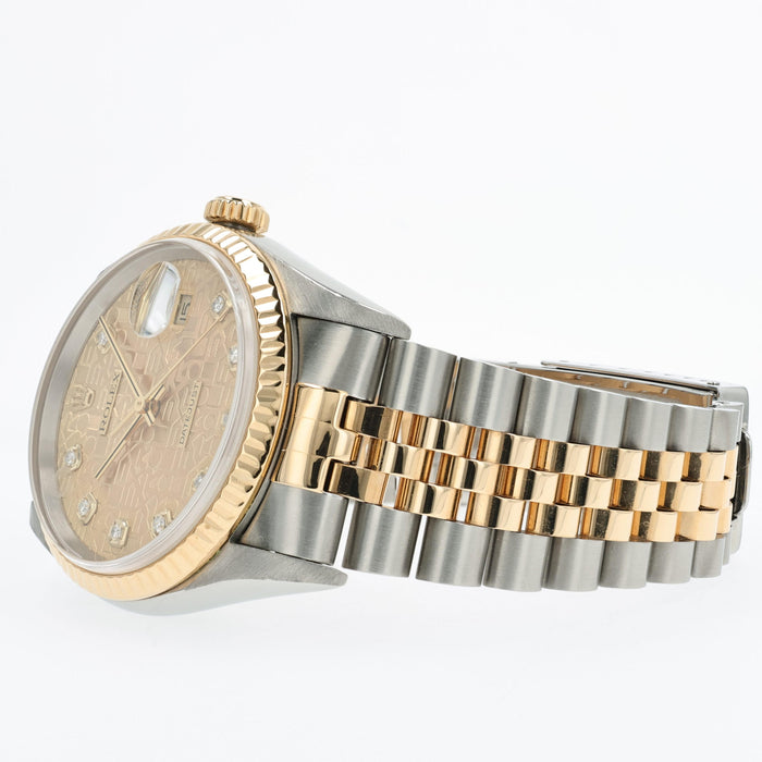 Rolex Datejust 36 18k Yellow Gold & Steel Factory Champagne Diamond Dial 16233