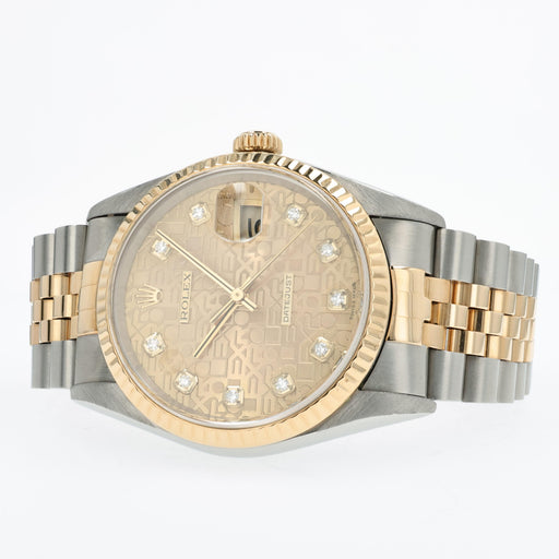 Rolex Datejust 36 18k Yellow Gold & Steel Factory Champagne Diamond Dial 16233