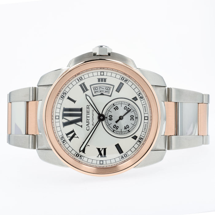 Cartier Calibre De Cartier Silver Dial Rose Gold & Stainless Steel W7100036