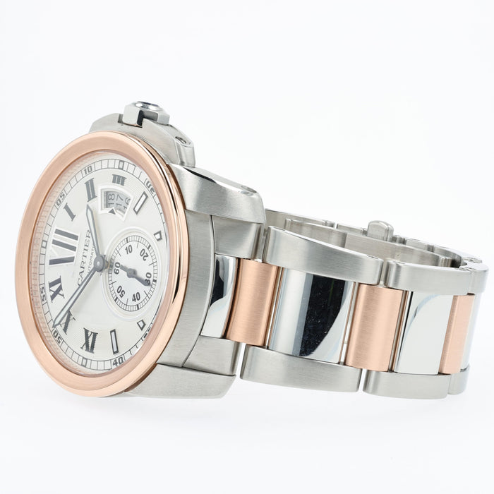 Cartier Calibre De Cartier Silver Dial Rose Gold & Stainless Steel W7100036