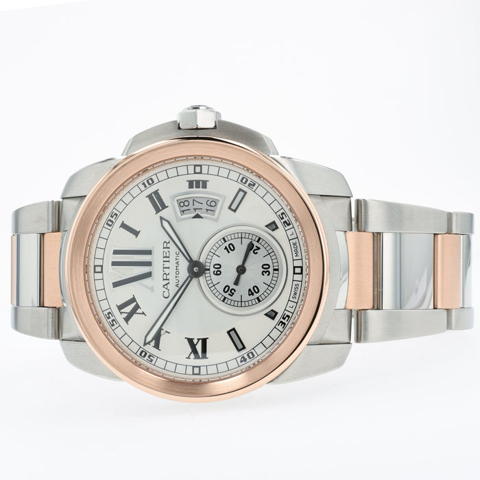 Cartier Calibre De Cartier Silver Dial Rose Gold & Stainless Steel W7100036