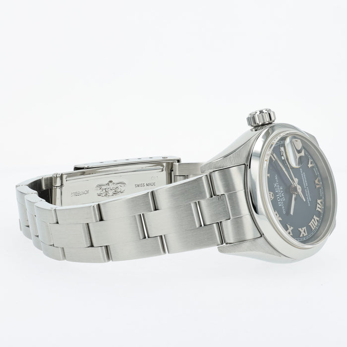 Rolex Oyster Perpetual Lady-Date Blue Roman Dial 26MM Stainless Steel 79160