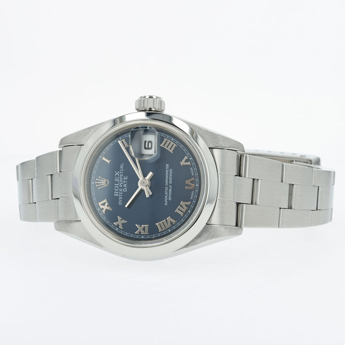 Rolex Oyster Perpetual Lady-Date Blue Roman Dial 26MM Stainless Steel 79160