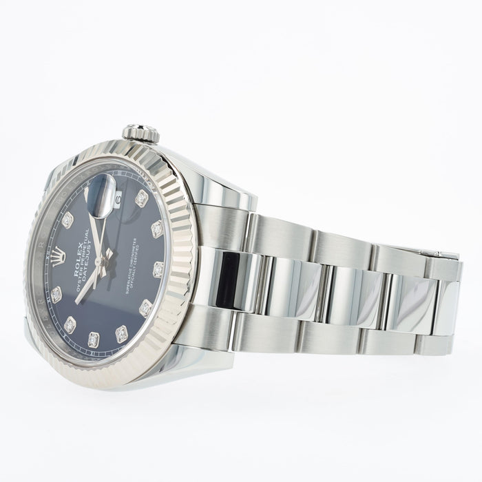 Rolex Datejust 41 Automatic Factory Blue Diamond Dial Fluted Bezel 126334