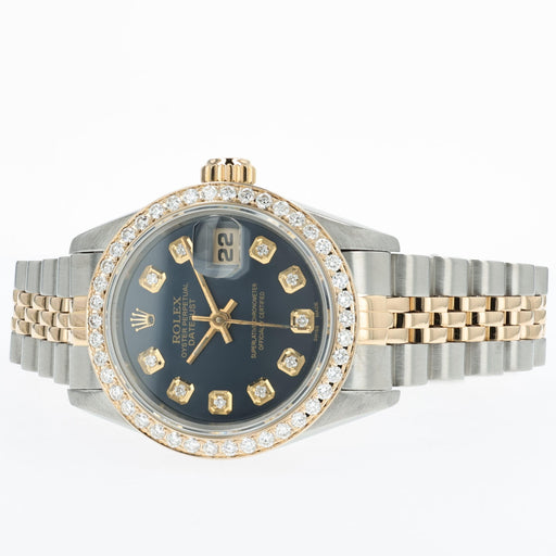Rolex Lady-Datejust 26MM 18k Yellow Gold & Steel Blue Diamond Dial 69173