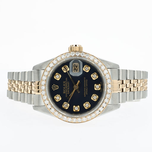 Rolex Lady-Datejust 26MM 18k Yellow Gold & Steel Blue Diamond Dial 69173