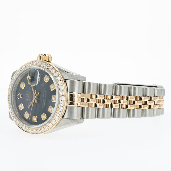 Rolex Lady-Datejust 26MM 18k Yellow Gold & Steel Blue Diamond Dial 69173
