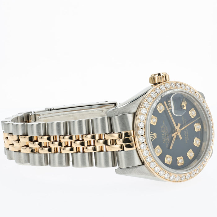 Rolex Lady-Datejust 26MM 18k Yellow Gold & Steel Blue Diamond Dial 69173