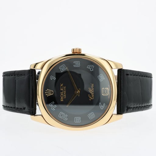 Rolex Cellini Danaos Manual Winding Black Dial 18K Yellow Gold 4233