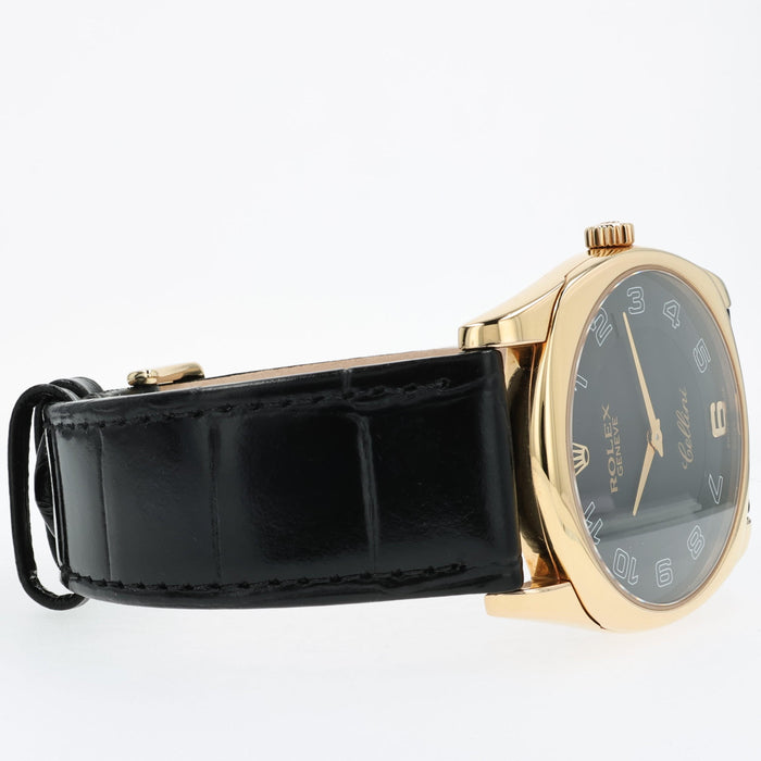Rolex Cellini Danaos Manual Winding Black Dial 18K Yellow Gold 4233