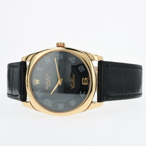 Rolex Cellini Danaos Manual Winding Black Dial 18K Yellow Gold 4233