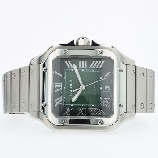 Cartier Santos Large Green Dial Automatic Stainless Steel WSSA0062 4072