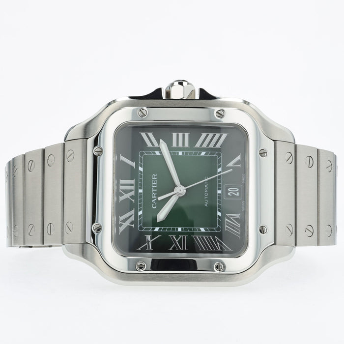 Cartier Santos Large Green Dial Automatic Stainless Steel WSSA0062 4072