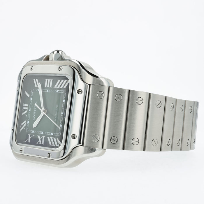 Cartier Santos Large Green Dial Automatic Stainless Steel WSSA0062 4072
