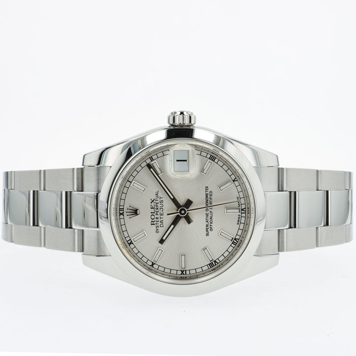 Rolex Datejust 31 Silver Stick Dial Oyster Bracelet Stainless Steel 178240
