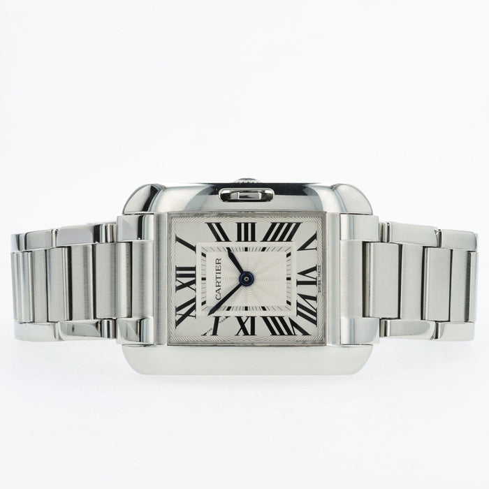 Cartier Tank Anglaise Small Stainless Steel Quartz Silver Dial W5310022 3485