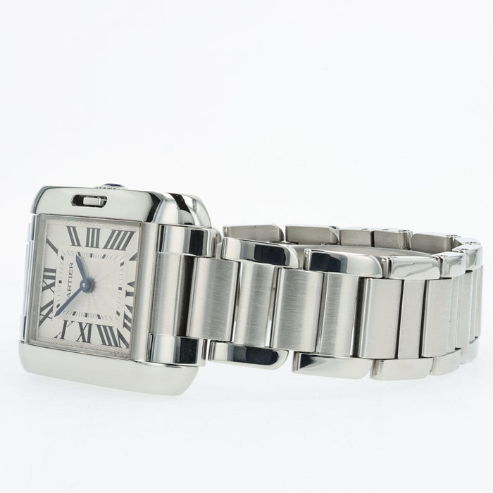 Cartier Tank Anglaise Small Stainless Steel Quartz Silver Dial W5310022 3485