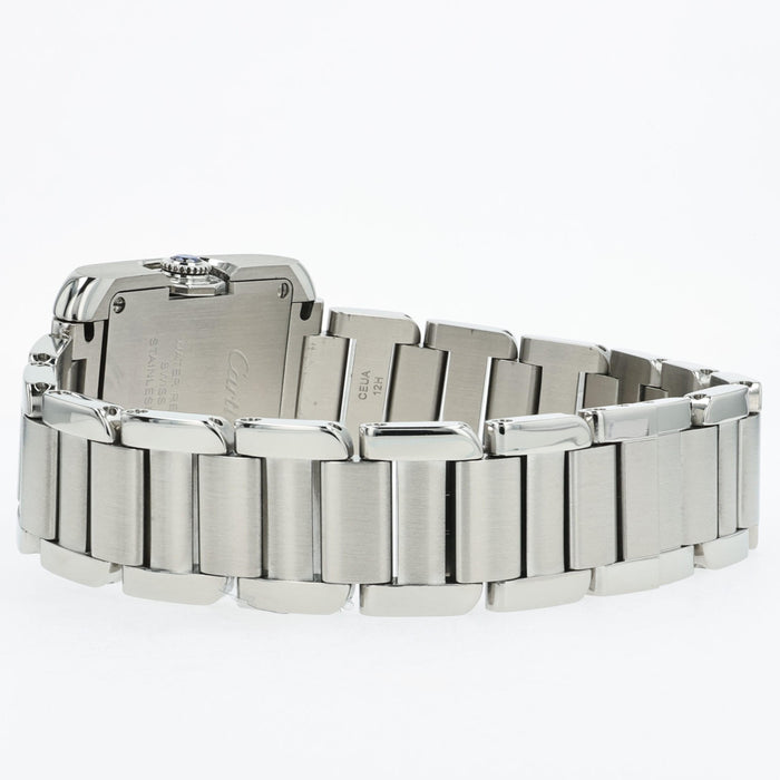 Cartier Tank Anglaise Small Stainless Steel Quartz Silver Dial W5310022 3485