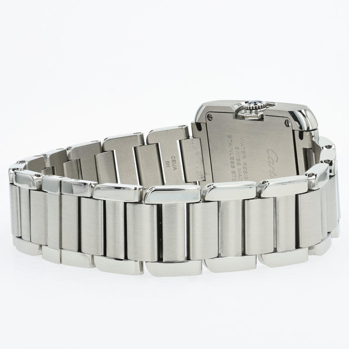 Cartier Tank Anglaise Small Stainless Steel Quartz Silver Dial W5310022 3485