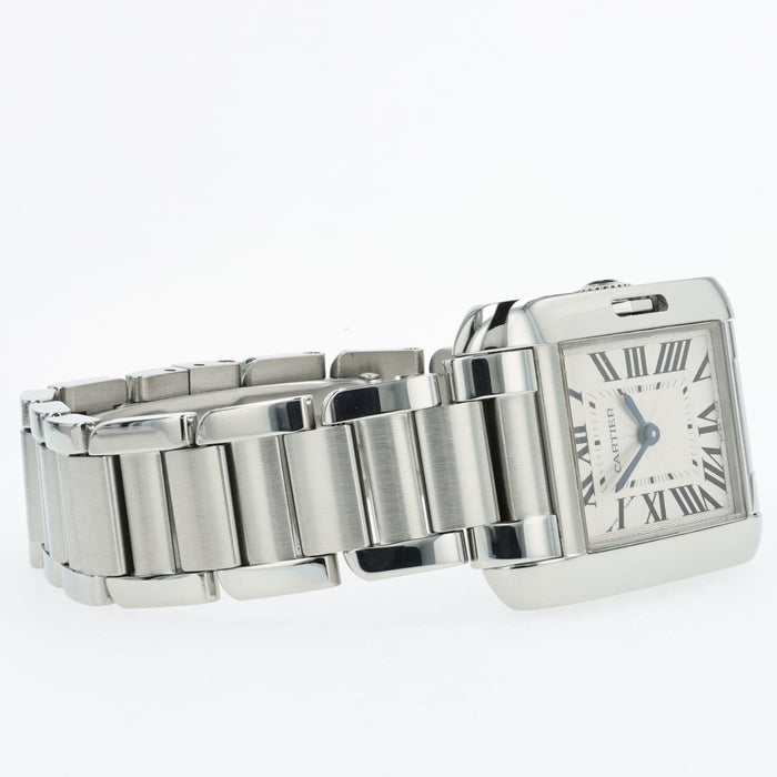 Cartier Tank Anglaise Small Stainless Steel Quartz Silver Dial W5310022 3485