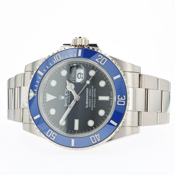 Rolex Submariner Date Black Dial Blue Bezel Cookie Monster 18k White Gold 126619