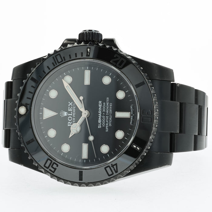 Rolex Submariner No-Date Black Dial Custom PVD Oyster Stainless Steel 114060