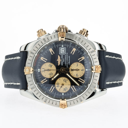 Breitling Chronomat Evolution Black Dial 18k Yellow Gold & Steel B13356