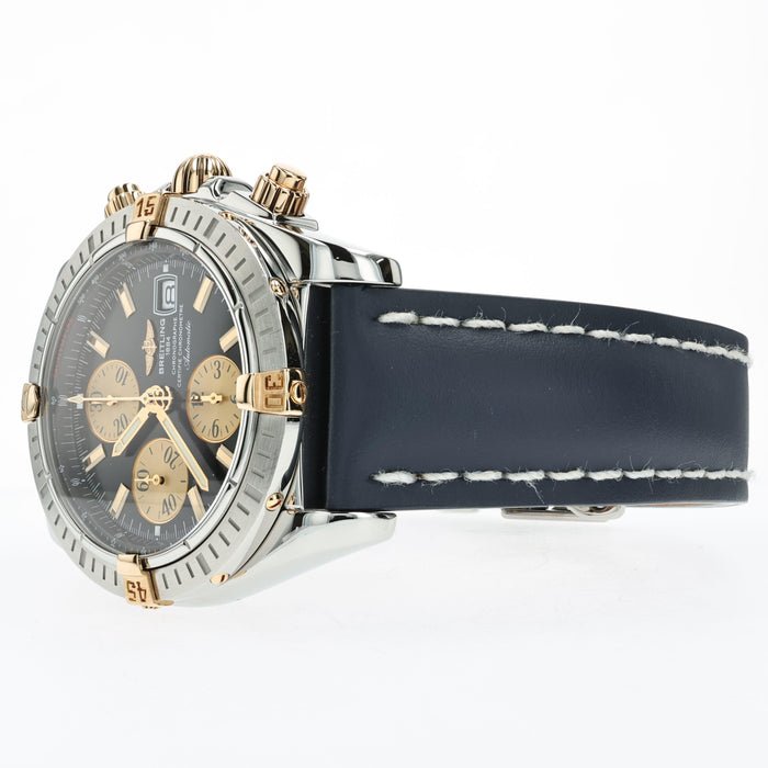 Breitling Chronomat Evolution Black Dial 18k Yellow Gold & Steel B13356