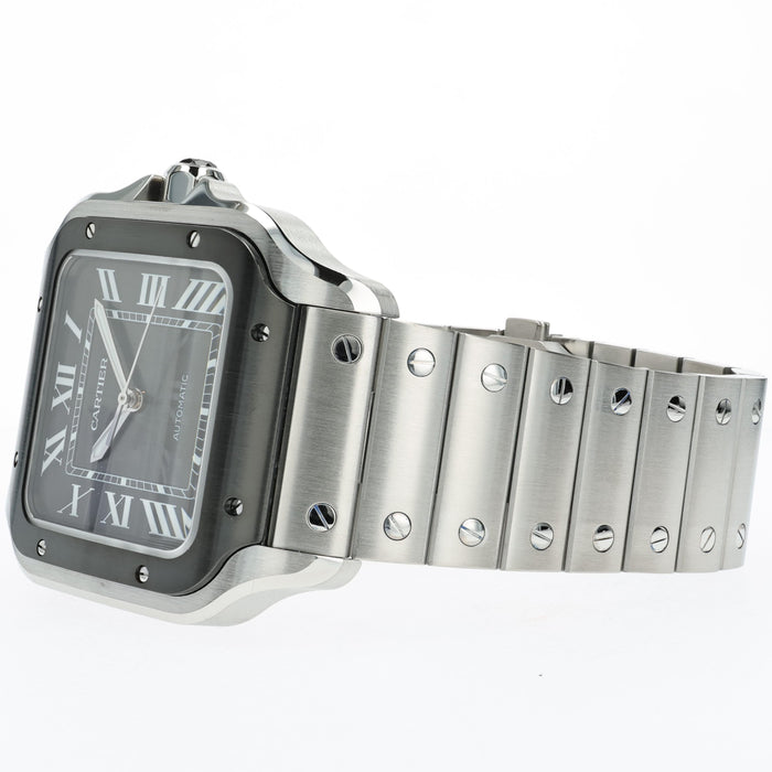 Cartier Santos Large Automatic Stainless Steel Black Dial ADLC WSSA0037 4072