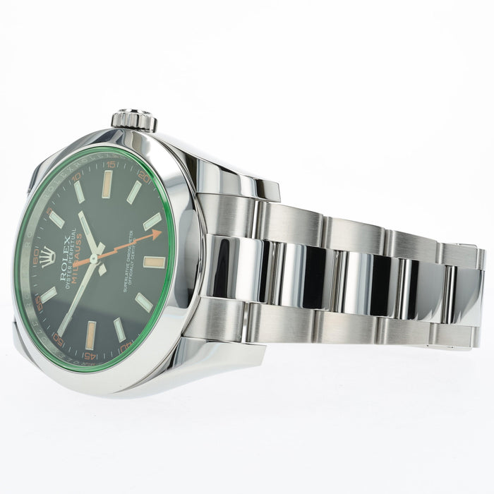Rolex Milgauss Black Dial Green Crystal Stainless Steel 40MM 116400GV