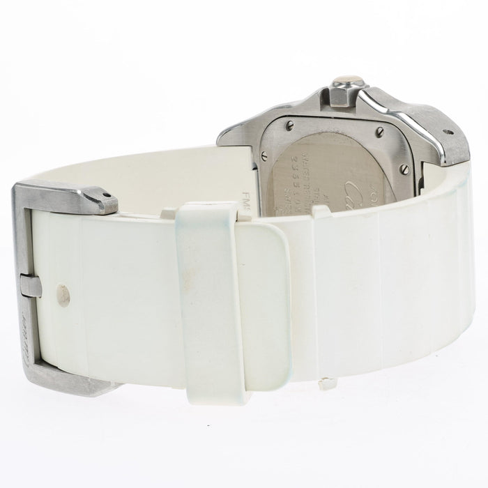 Cartier Santos 100 White Dial Medium Rubber Strap Automatic W20129U2 2878