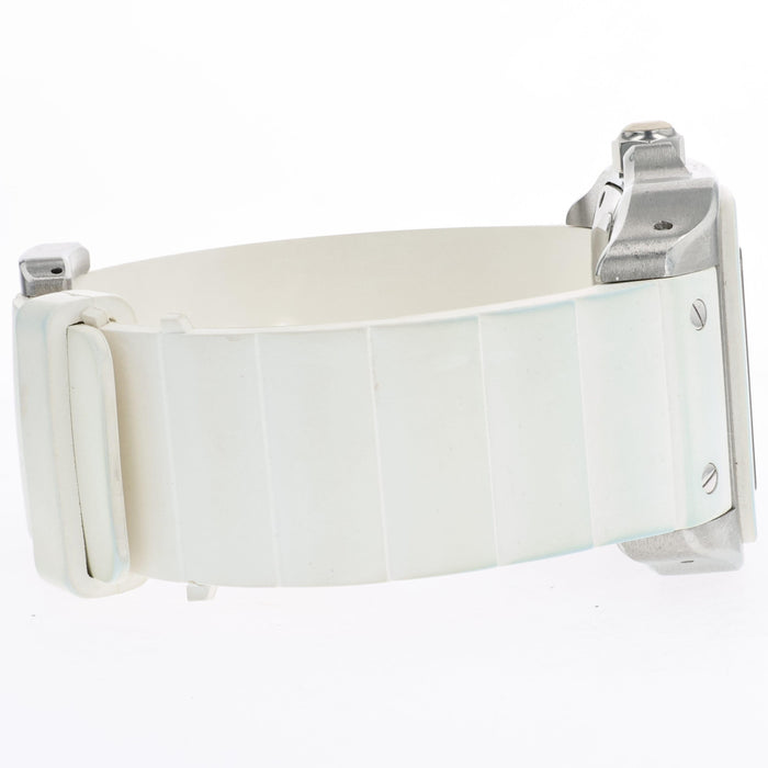 Cartier Santos 100 White Dial Medium Rubber Strap Automatic W20129U2 2878